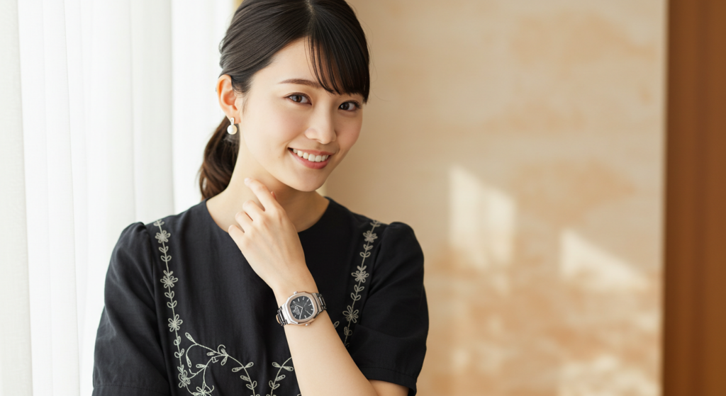 パテックフィリップノーチラスを着用している女性