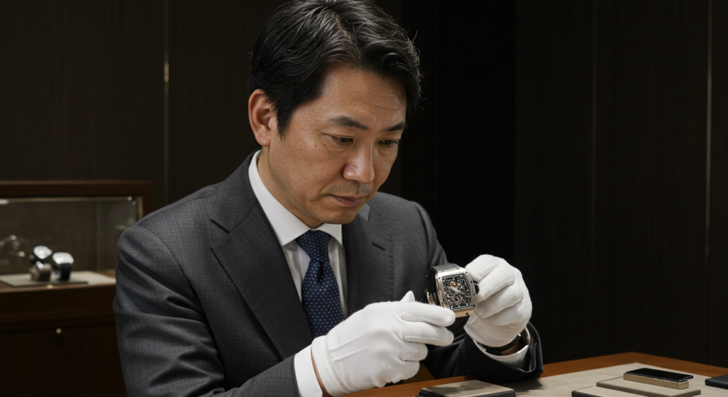 リシャールミルの腕時計を鑑定する男性