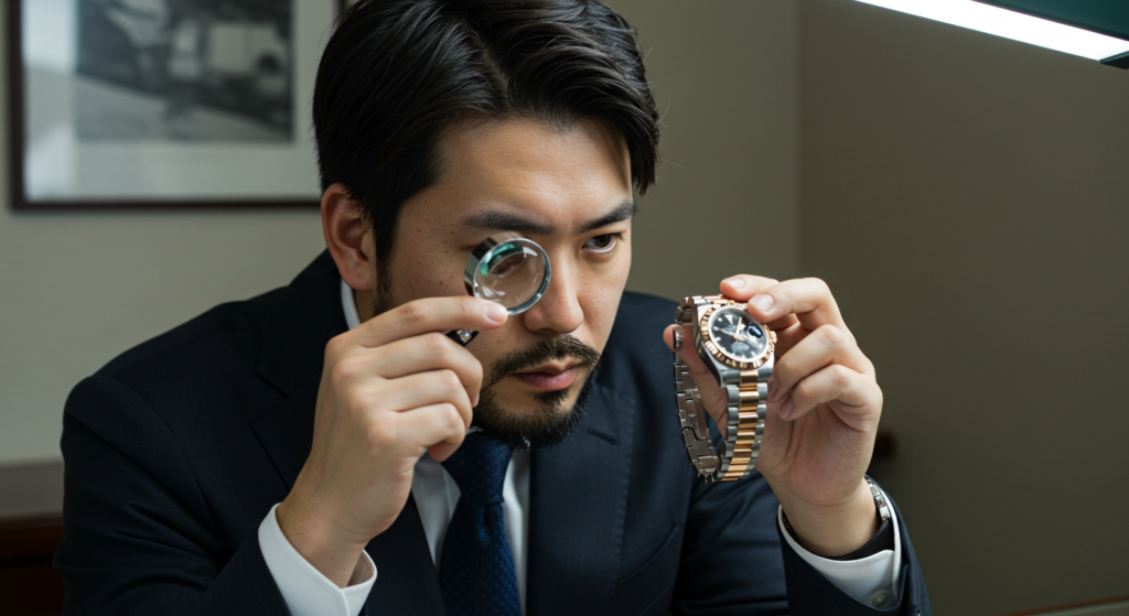 ロレックスの査定を行う鑑定士