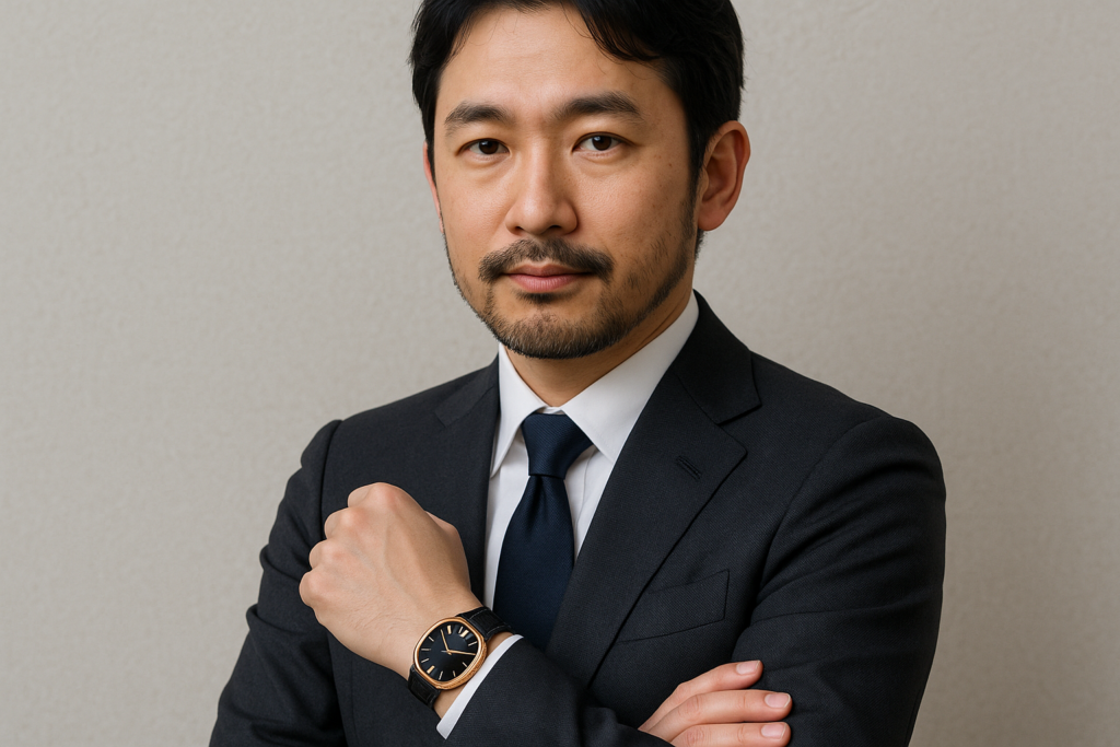 ゴールデンエリプスを着用する日本人男性