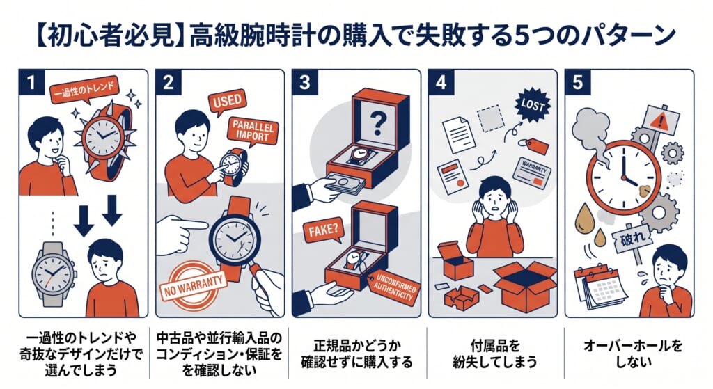 【初心者必見】高級腕時計の購入で失敗するパターン