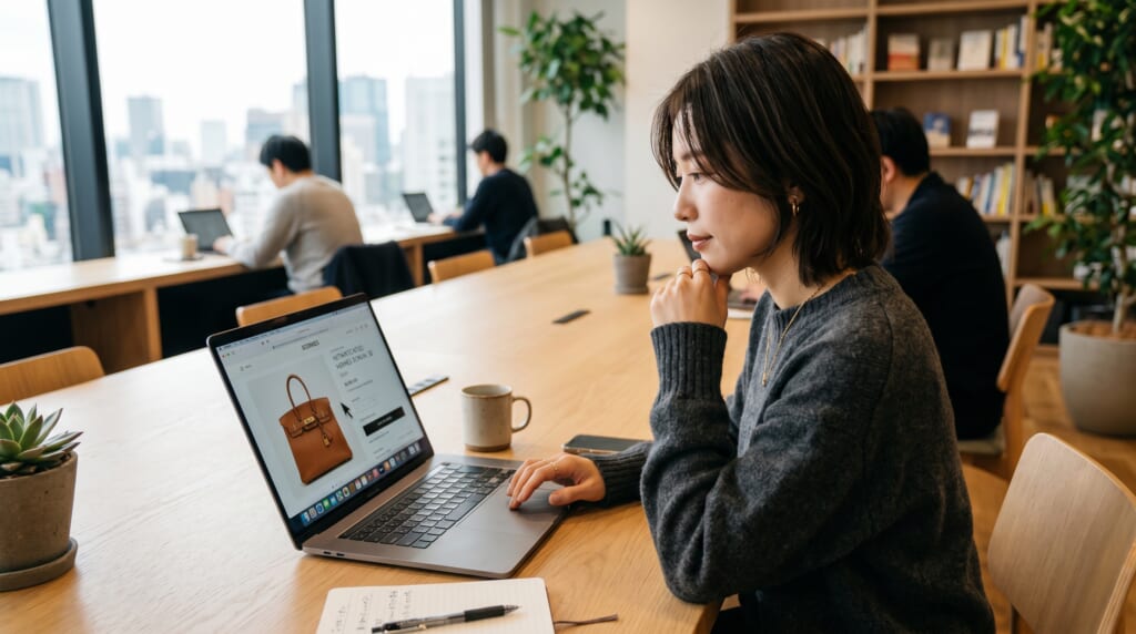 エルメスバーキンを検索する女性