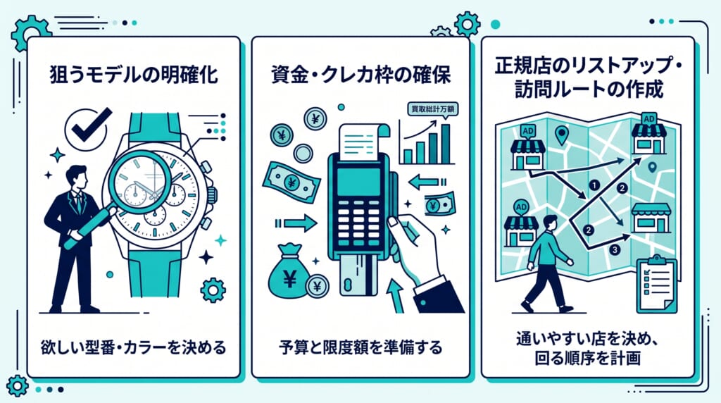 デイトナを定価で買う確率を上げるための事前準備