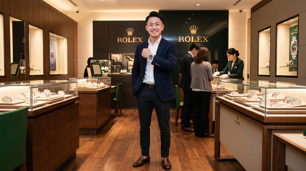 ロレックス店内の男性