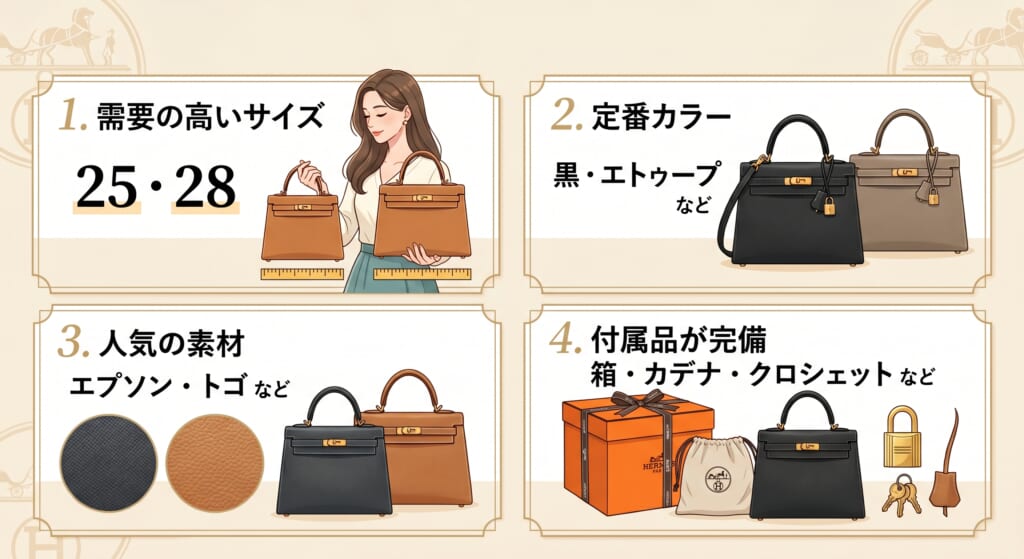 高く買取されるケリーの4つの条件