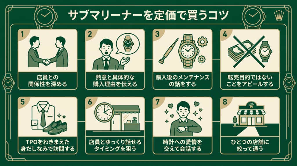 サブマリーナーを定価で買える確率を上げる8つのコツ
