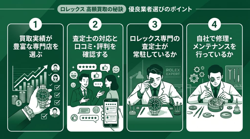 ロレックスを高く売るための優良買取業者の選び方