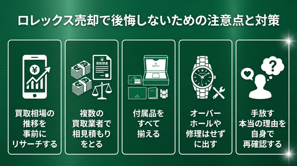 ロレックス売却で後悔しない！絶対に知るべき5つの注意点と対策