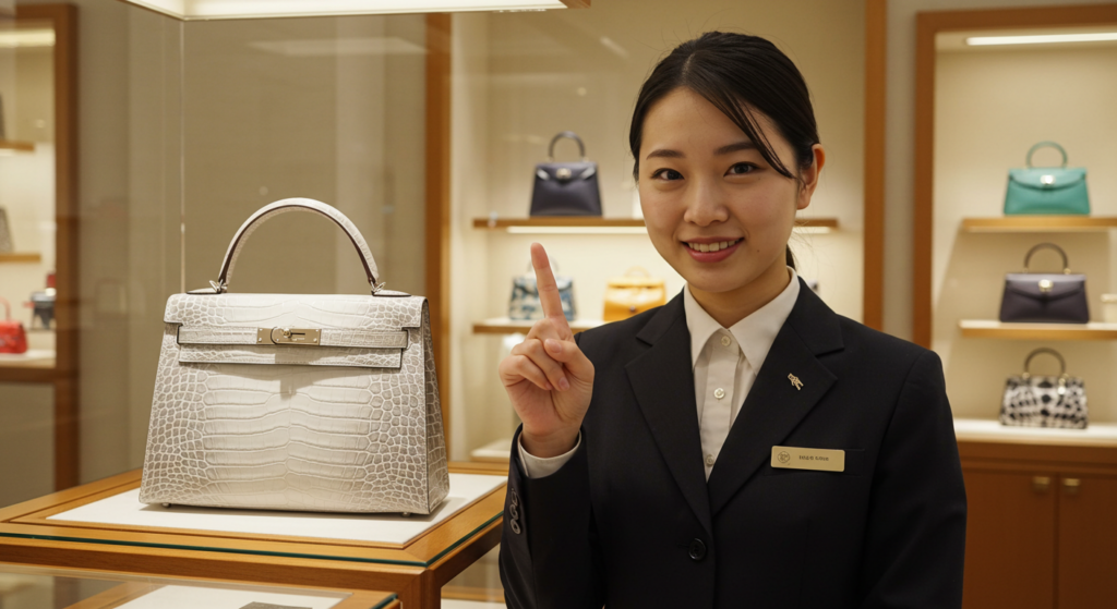 エルメスヒマラヤと笑顔の女性店員