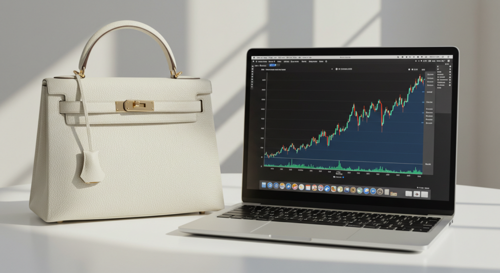 ケリーバッグと上昇する価格チャート