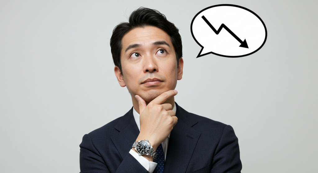 価格下落を予想する男性