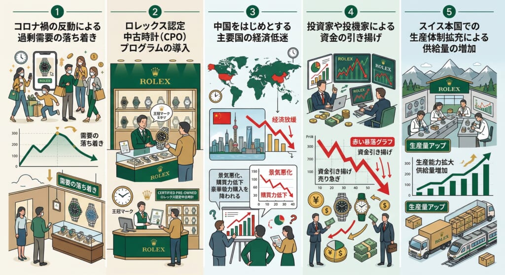 ロレックスの価格が下落（暴落）したと言われる5つの理由
