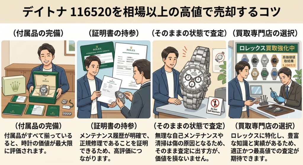 デイトナ 116520を相場以上の高値で売却するコツ