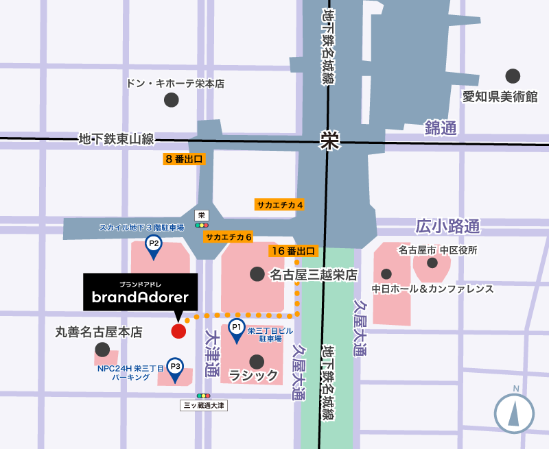 UIJオークション名古屋栄支店の地図