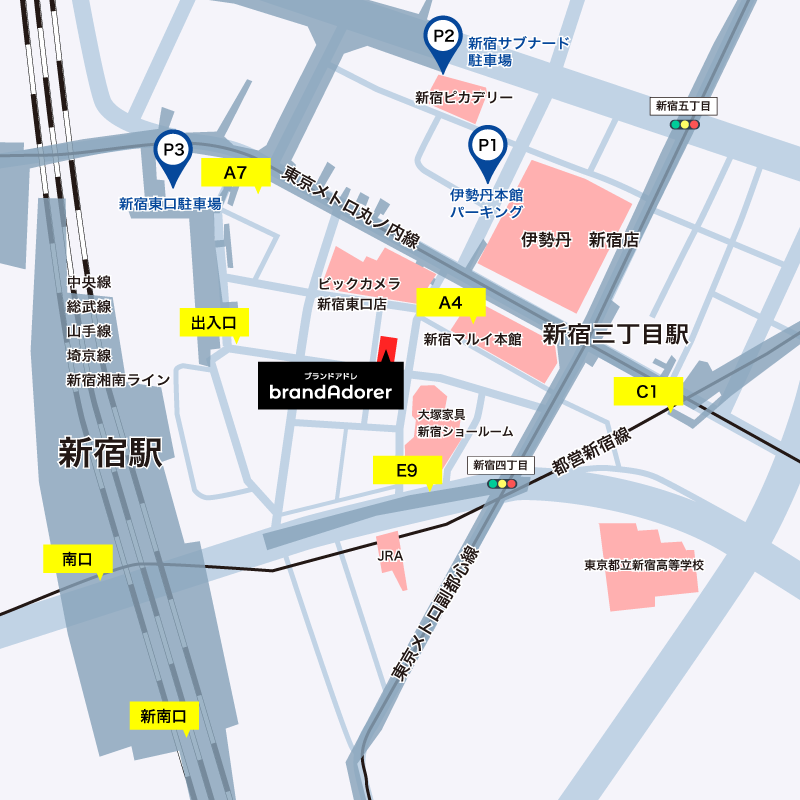 ブランドアドレ 新宿店の地図