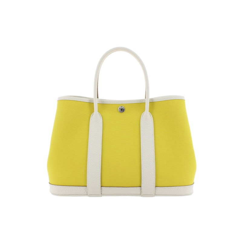 VINTAGE エルメス ガーデンパーティー36 キャンバス イエロー系 イエロー（黄色）系 HERMES Garden Party(エルメス ガーデン
