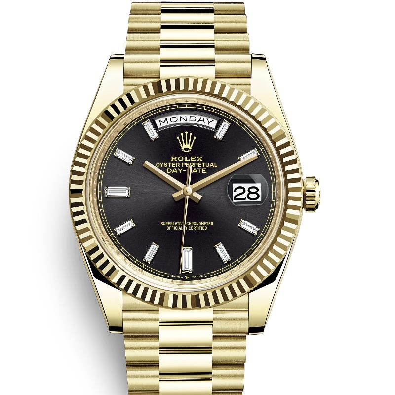  ロレックス　デイデイト40　228238A　ブラック　10Pダイヤ