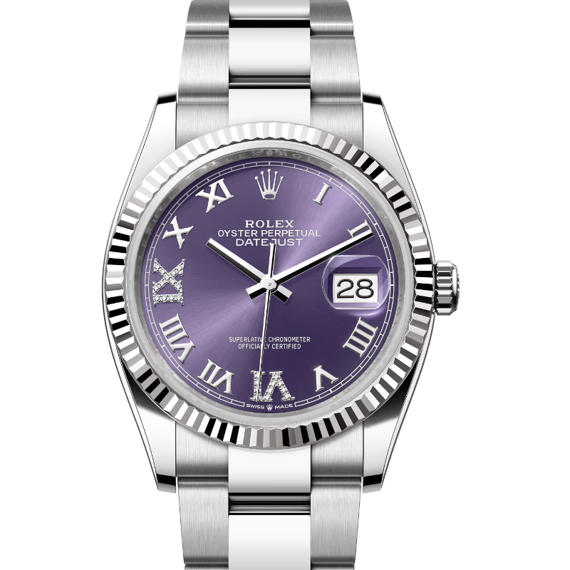 ロレックス デイトジャスト36 126234 オーベルジーヌ ダイヤモンド