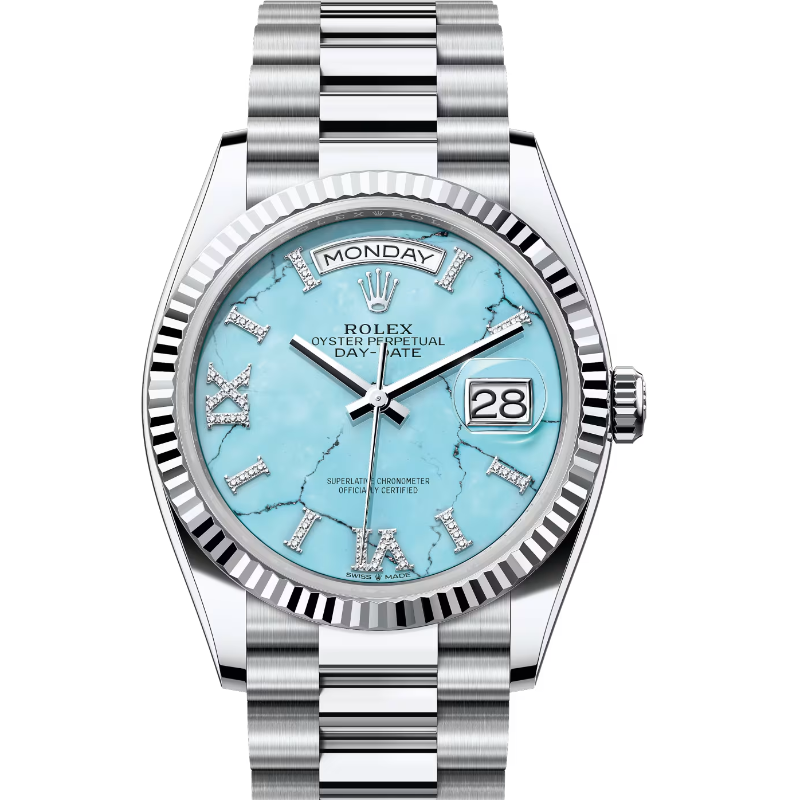 ロレックス　デイデイト36　128236　ターコイズ　ダイヤモンド