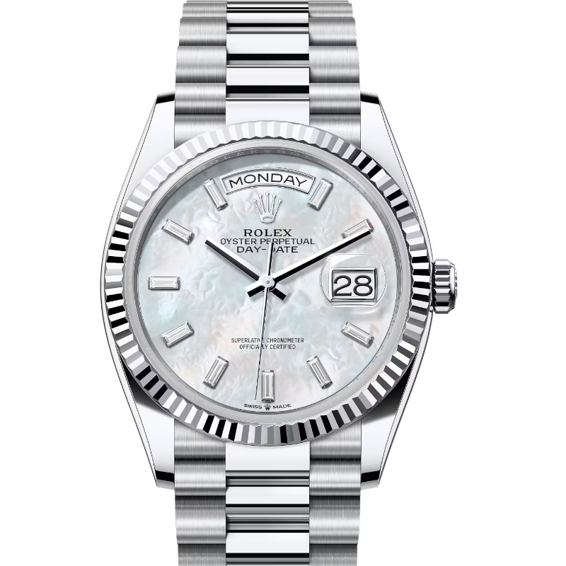 ロレックス　デイデイト36　128236　ホワイトマザーオブパール　ダイヤモンド