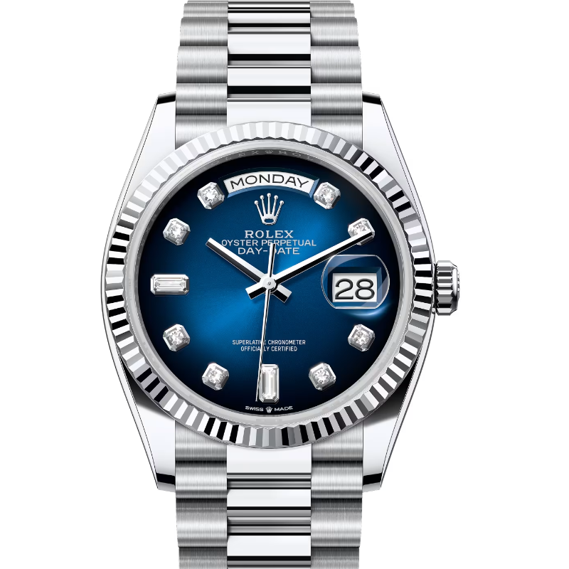 ロレックス　デイデイト36　128236　ブルーオンブレ　ダイヤモンド