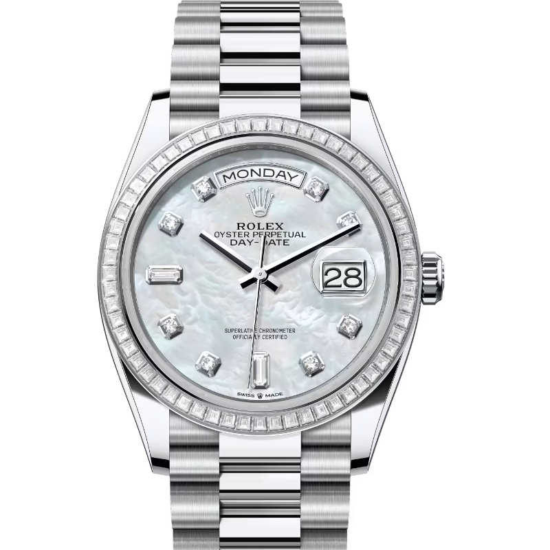 ロレックス　デイデイト36　128396TBR　ホワイトマザーオブパール　ダイヤモンド