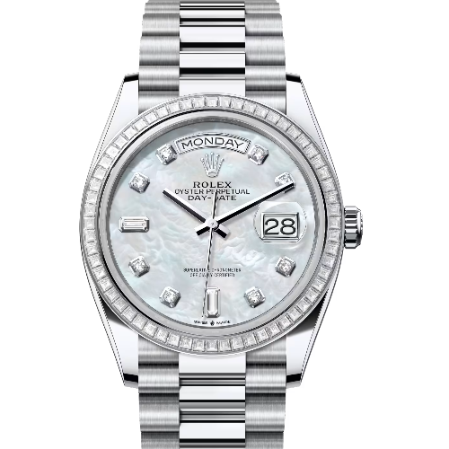 ロレックス　デイデイト36　128396TBR　ホワイトマザーオブパール　ダイヤモンド